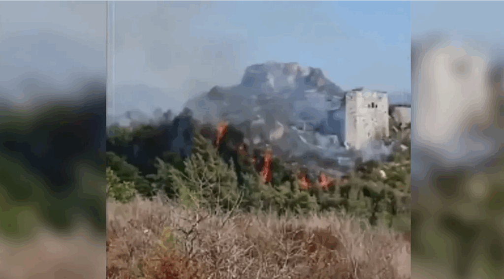 Video: Fire breaks out at Saladin Citadel in Latakia countryside