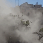The roof of the “Saraya” building in Damascus collapses, and five people are rescued.