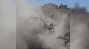 The roof of the “Saraya” building in Damascus collapses, and five people are rescued.